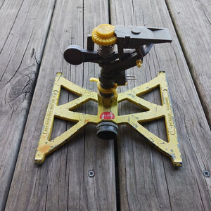 Vintage Metal Yellow LR Nelson Lawn Sprinkler